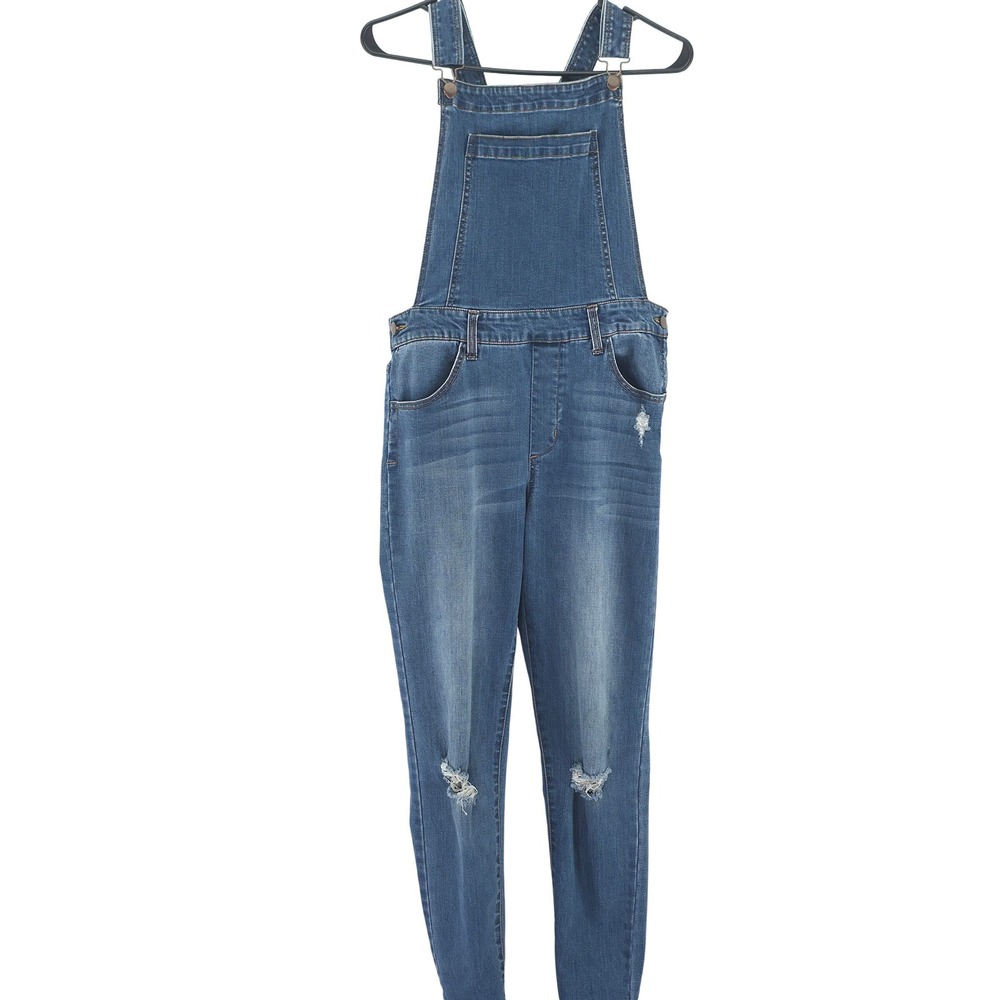 Altar'd State Overalls Women Large Blue Distressed Skinny Denim Medium Wash 6090